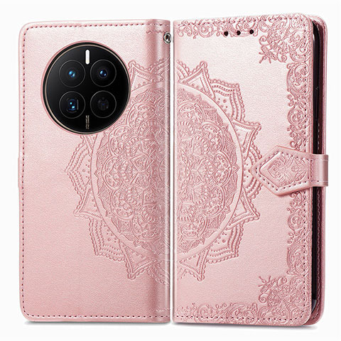 Custodia Portafoglio In Pelle Fantasia Modello Cover con Supporto per Huawei Mate 50E Oro Rosa