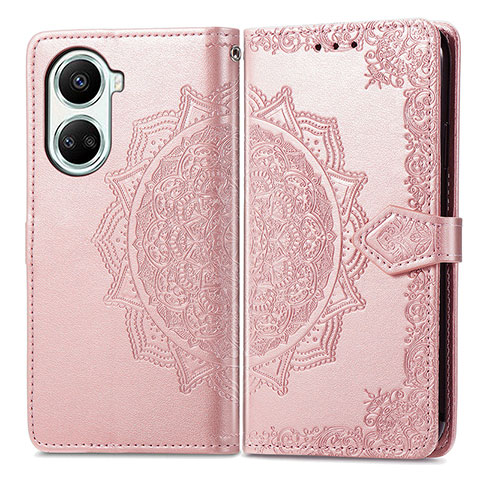 Custodia Portafoglio In Pelle Fantasia Modello Cover con Supporto per Huawei Nova 10 SE Oro Rosa