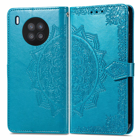 Custodia Portafoglio In Pelle Fantasia Modello Cover con Supporto per Huawei Nova 8i Blu