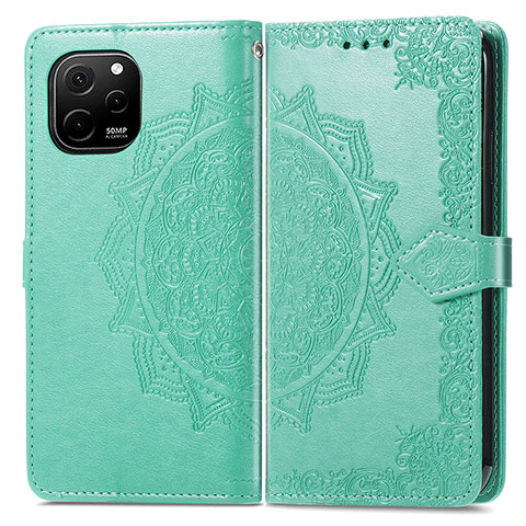 Custodia Portafoglio In Pelle Fantasia Modello Cover con Supporto per Huawei Nova Y61 Verde