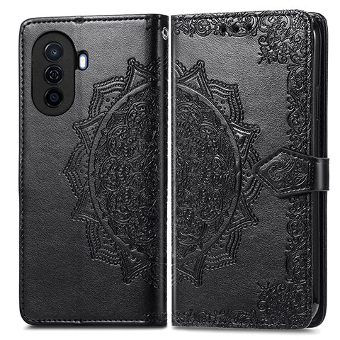 Custodia Portafoglio In Pelle Fantasia Modello Cover con Supporto per Huawei Nova Y70 Nero