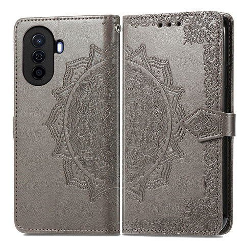 Custodia Portafoglio In Pelle Fantasia Modello Cover con Supporto per Huawei Nova Y70 Plus Grigio