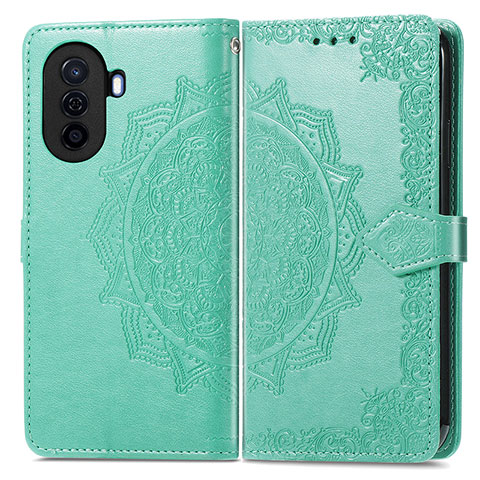 Custodia Portafoglio In Pelle Fantasia Modello Cover con Supporto per Huawei Nova Y70 Plus Verde