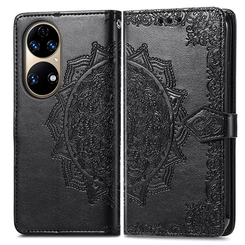 Custodia Portafoglio In Pelle Fantasia Modello Cover con Supporto per Huawei P50 Nero