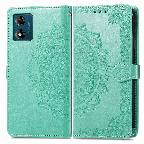 Custodia Portafoglio In Pelle Fantasia Modello Cover con Supporto per Motorola Moto E13 Verde