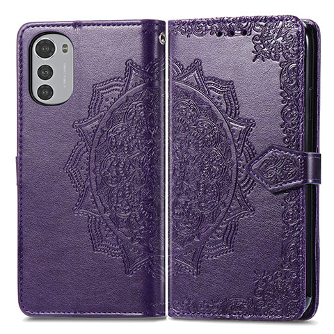 Custodia Portafoglio In Pelle Fantasia Modello Cover con Supporto per Motorola Moto E32 Viola