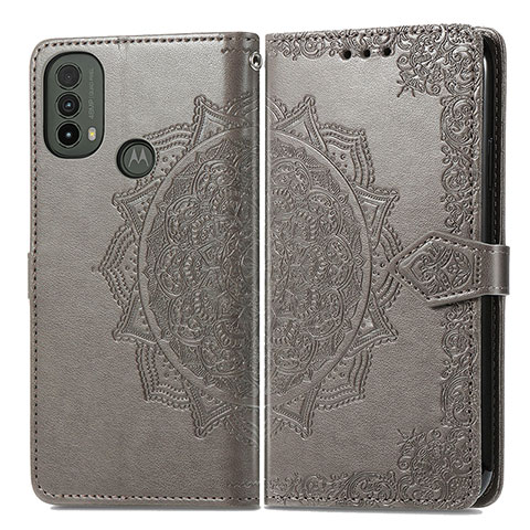 Custodia Portafoglio In Pelle Fantasia Modello Cover con Supporto per Motorola Moto E40 Grigio