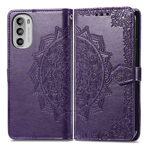 Custodia Portafoglio In Pelle Fantasia Modello Cover con Supporto per Motorola Moto Edge (2022) 5G Viola