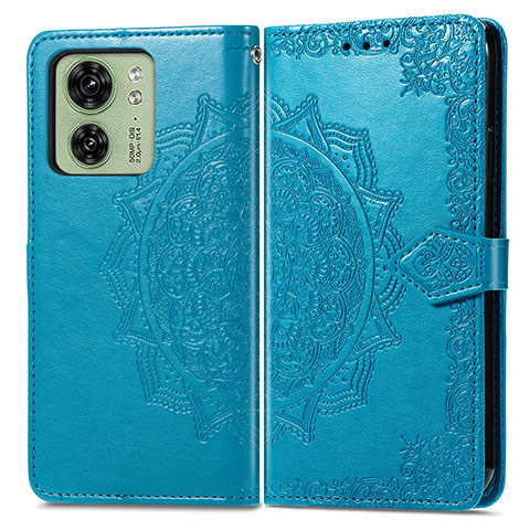 Custodia Portafoglio In Pelle Fantasia Modello Cover con Supporto per Motorola Moto Edge (2023) 5G Blu