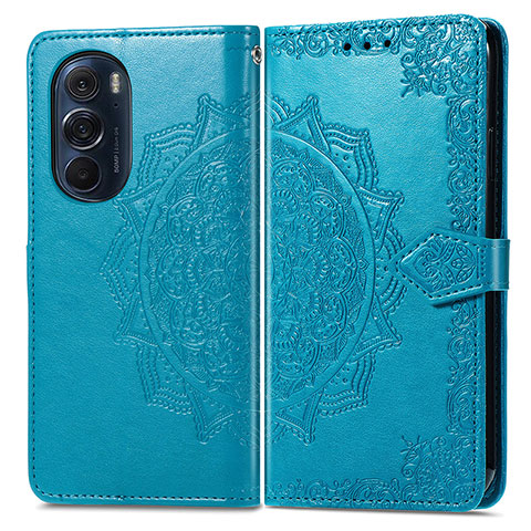 Custodia Portafoglio In Pelle Fantasia Modello Cover con Supporto per Motorola Moto Edge 30 Pro 5G Blu