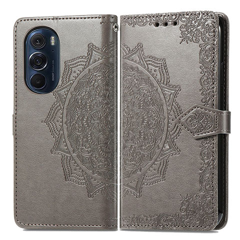 Custodia Portafoglio In Pelle Fantasia Modello Cover con Supporto per Motorola Moto Edge 30 Pro 5G Grigio