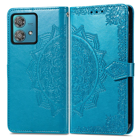 Custodia Portafoglio In Pelle Fantasia Modello Cover con Supporto per Motorola Moto Edge 40 Neo 5G Blu