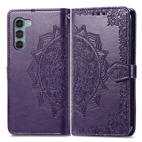 Custodia Portafoglio In Pelle Fantasia Modello Cover con Supporto per Motorola Moto Edge S30 5G Viola