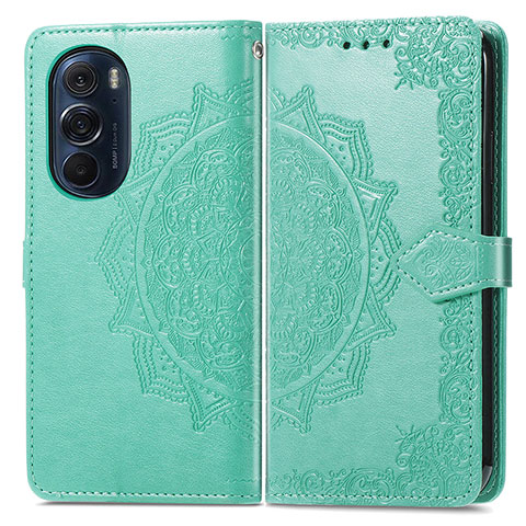 Custodia Portafoglio In Pelle Fantasia Modello Cover con Supporto per Motorola Moto Edge X30 5G Verde