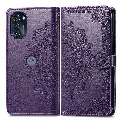 Custodia Portafoglio In Pelle Fantasia Modello Cover con Supporto per Motorola Moto G 5G (2022) Viola