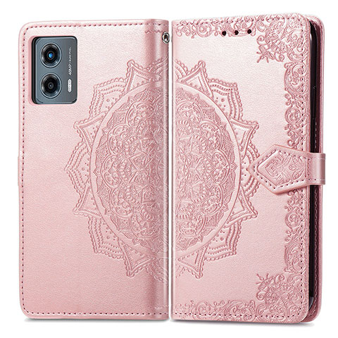 Custodia Portafoglio In Pelle Fantasia Modello Cover con Supporto per Motorola Moto G 5G (2023) Oro Rosa