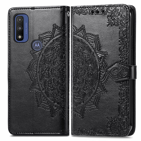 Custodia Portafoglio In Pelle Fantasia Modello Cover con Supporto per Motorola Moto G Pure Nero