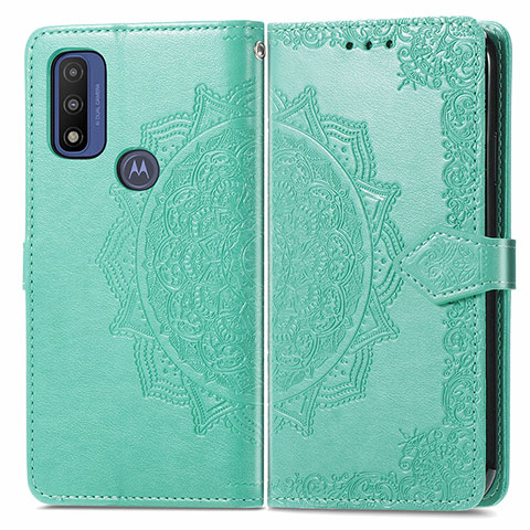 Custodia Portafoglio In Pelle Fantasia Modello Cover con Supporto per Motorola Moto G Pure Verde