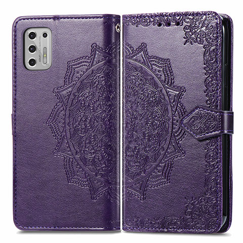 Custodia Portafoglio In Pelle Fantasia Modello Cover con Supporto per Motorola Moto G Stylus (2021) Viola