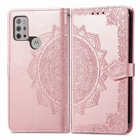 Custodia Portafoglio In Pelle Fantasia Modello Cover con Supporto per Motorola Moto G10 Power Oro Rosa