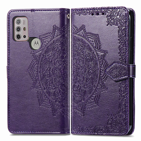 Custodia Portafoglio In Pelle Fantasia Modello Cover con Supporto per Motorola Moto G10 Power Viola