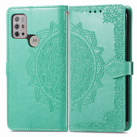 Custodia Portafoglio In Pelle Fantasia Modello Cover con Supporto per Motorola Moto G10 Verde