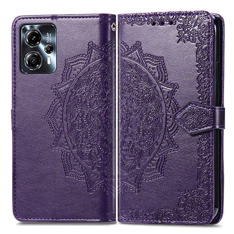 Custodia Portafoglio In Pelle Fantasia Modello Cover con Supporto per Motorola Moto G13 Viola