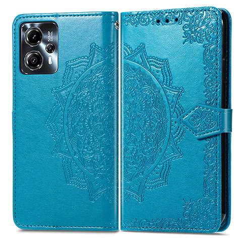 Custodia Portafoglio In Pelle Fantasia Modello Cover con Supporto per Motorola Moto G23 Blu