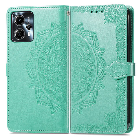 Custodia Portafoglio In Pelle Fantasia Modello Cover con Supporto per Motorola Moto G23 Verde