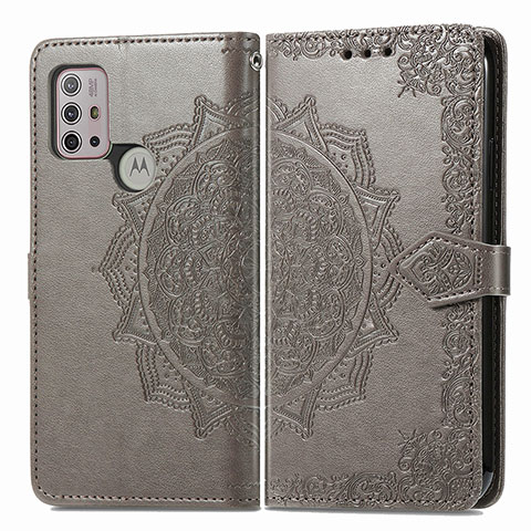 Custodia Portafoglio In Pelle Fantasia Modello Cover con Supporto per Motorola Moto G30 Grigio