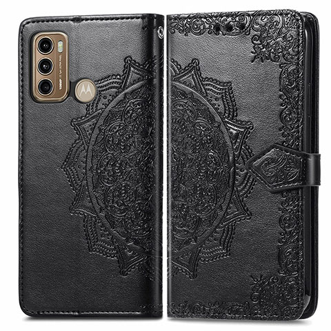 Custodia Portafoglio In Pelle Fantasia Modello Cover con Supporto per Motorola Moto G40 Fusion Nero