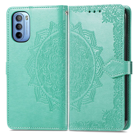 Custodia Portafoglio In Pelle Fantasia Modello Cover con Supporto per Motorola Moto G41 Verde