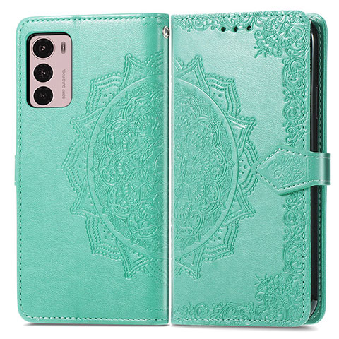 Custodia Portafoglio In Pelle Fantasia Modello Cover con Supporto per Motorola Moto G42 Verde