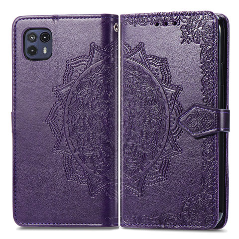 Custodia Portafoglio In Pelle Fantasia Modello Cover con Supporto per Motorola Moto G50 5G Viola