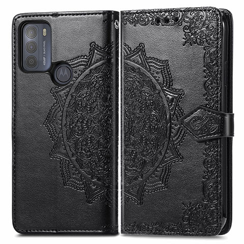 Custodia Portafoglio In Pelle Fantasia Modello Cover con Supporto per Motorola Moto G50 Nero