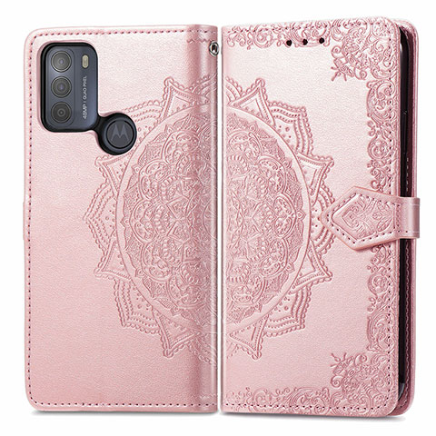 Custodia Portafoglio In Pelle Fantasia Modello Cover con Supporto per Motorola Moto G50 Oro Rosa