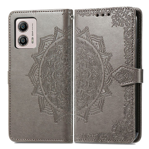 Custodia Portafoglio In Pelle Fantasia Modello Cover con Supporto per Motorola Moto G53 5G Grigio