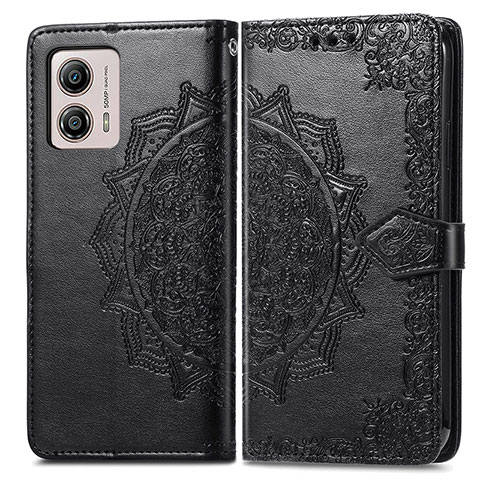 Custodia Portafoglio In Pelle Fantasia Modello Cover con Supporto per Motorola Moto G53 5G Nero