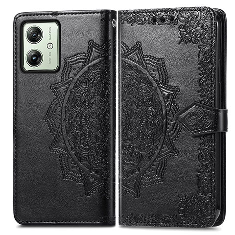 Custodia Portafoglio In Pelle Fantasia Modello Cover con Supporto per Motorola Moto G54 5G Nero