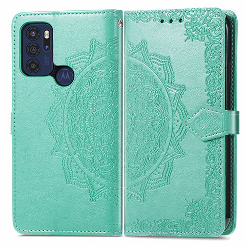 Custodia Portafoglio In Pelle Fantasia Modello Cover con Supporto per Motorola Moto G60s Verde