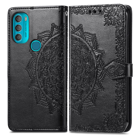 Custodia Portafoglio In Pelle Fantasia Modello Cover con Supporto per Motorola Moto G71 5G Nero