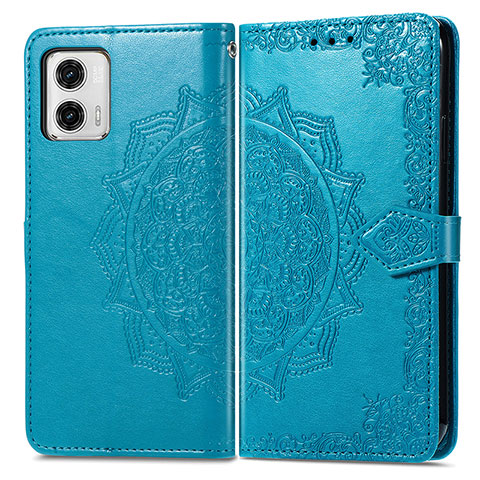 Custodia Portafoglio In Pelle Fantasia Modello Cover con Supporto per Motorola Moto G73 5G Blu