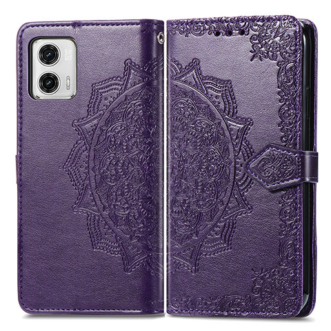 Custodia Portafoglio In Pelle Fantasia Modello Cover con Supporto per Motorola Moto G73 5G Viola