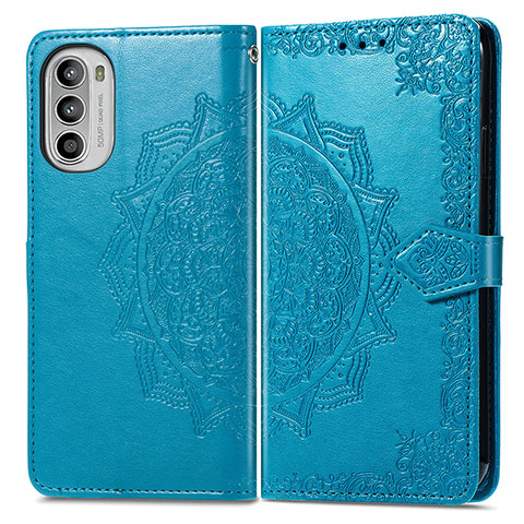 Custodia Portafoglio In Pelle Fantasia Modello Cover con Supporto per Motorola Moto G82 5G Blu