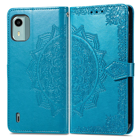 Custodia Portafoglio In Pelle Fantasia Modello Cover con Supporto per Nokia C12 Blu