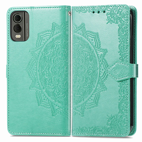 Custodia Portafoglio In Pelle Fantasia Modello Cover con Supporto per Nokia C210 Verde