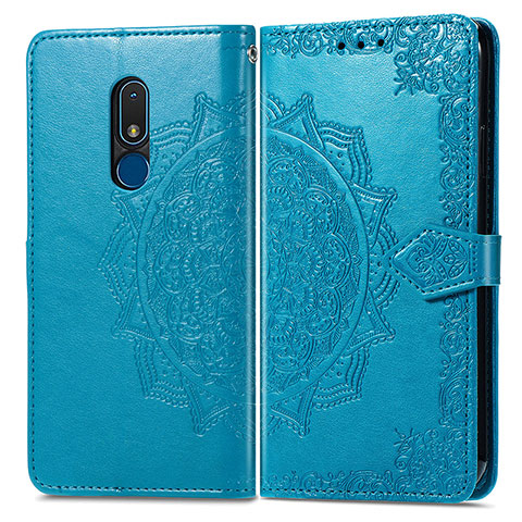 Custodia Portafoglio In Pelle Fantasia Modello Cover con Supporto per Nokia C3 Blu