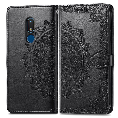 Custodia Portafoglio In Pelle Fantasia Modello Cover con Supporto per Nokia C3 Nero