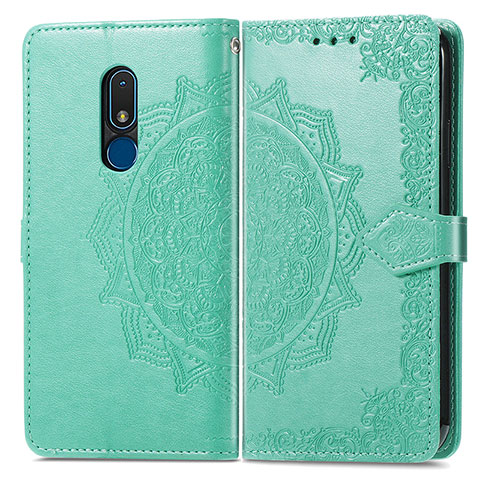 Custodia Portafoglio In Pelle Fantasia Modello Cover con Supporto per Nokia C3 Verde