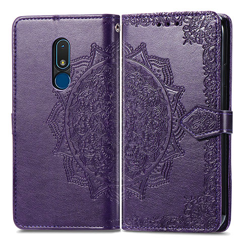 Custodia Portafoglio In Pelle Fantasia Modello Cover con Supporto per Nokia C3 Viola